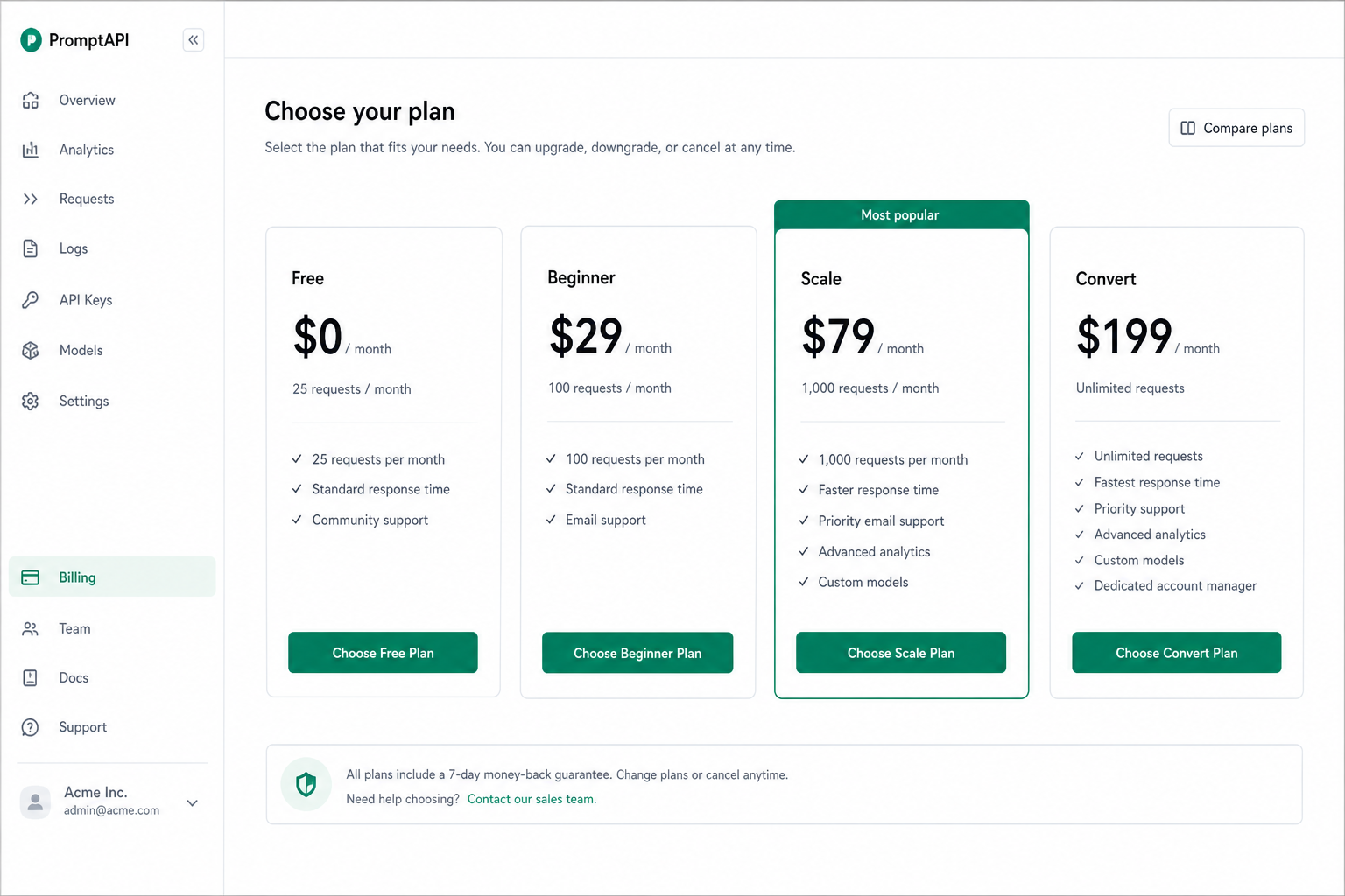 Plans and review request quota